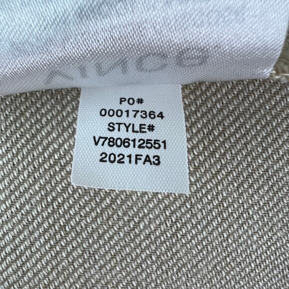 VINCE Beige Top Wool Stretch Plaid Drop Shoulder Split Neck Pullover Sz Medium M - Picture 10 of 11